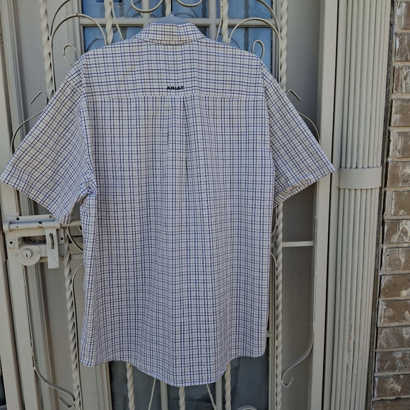 Ariat Pro Series Plaid Brown Tan Button-Down Short Sleeve Shirt Men Size X-Large - Picture 6 of 16